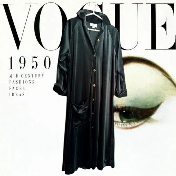 VTG CoCo Bay Miami Deep Green Velvet Swing Robe Size S M L - Picture 1 of 8